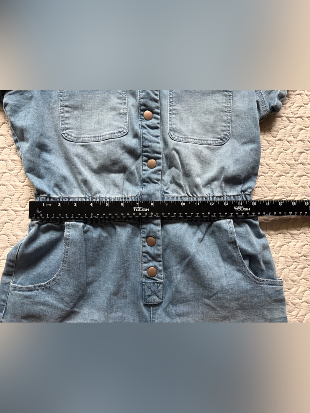 Celebrity Pink Medium (7-9) One Piece Denim Romper Stretch - Picture 4 of 11